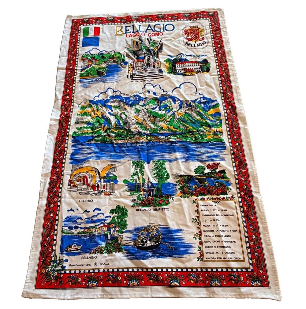 Bellagio Lake Como Italy Souvenir Tea Towel Decorative Local Attractions Recipe